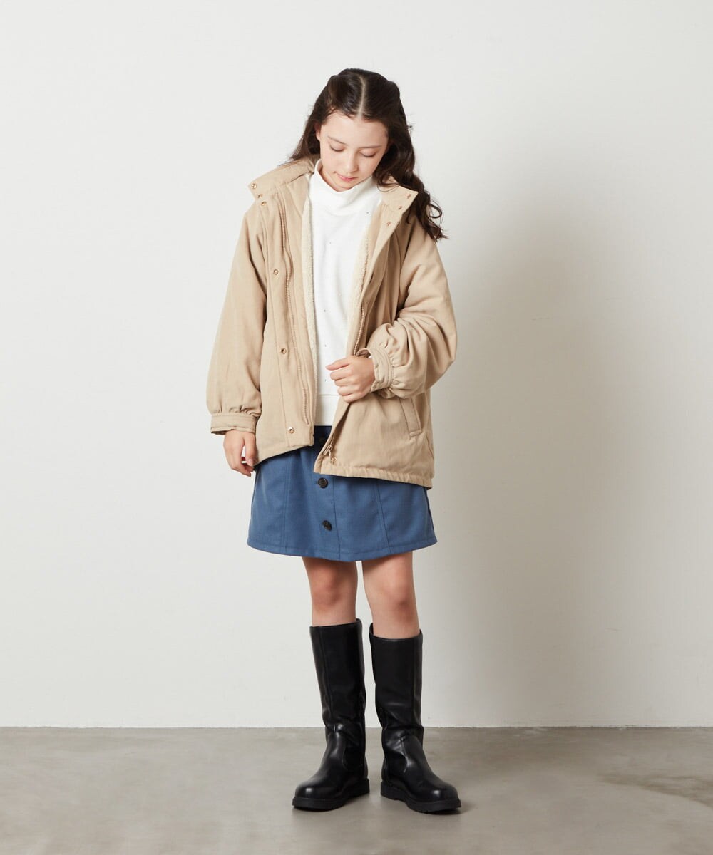 KJKAW75034 a.v.v KIDS(アー・ヴェ・ヴェ) [140-150]ショート丈ビジュートレーナー ライトグレー