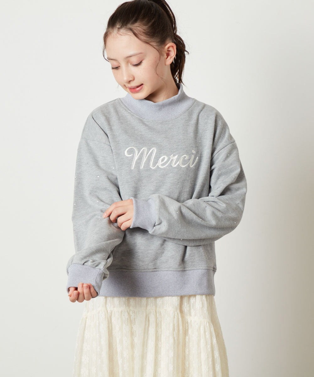 KJKAW75034 a.v.v KIDS(アー・ヴェ・ヴェ) [140-150]ショート丈ビジュートレーナー ライトグレー