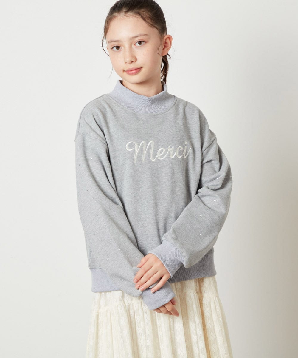 KJKAW75034 a.v.v KIDS(アー・ヴェ・ヴェ) [140-150]ショート丈ビジュートレーナー ライトグレー