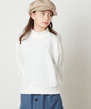 KJKAW75034 a.v.v KIDS(アー・ヴェ・ヴェ) [140-150]ショート丈ビジュートレーナー ライトグレー