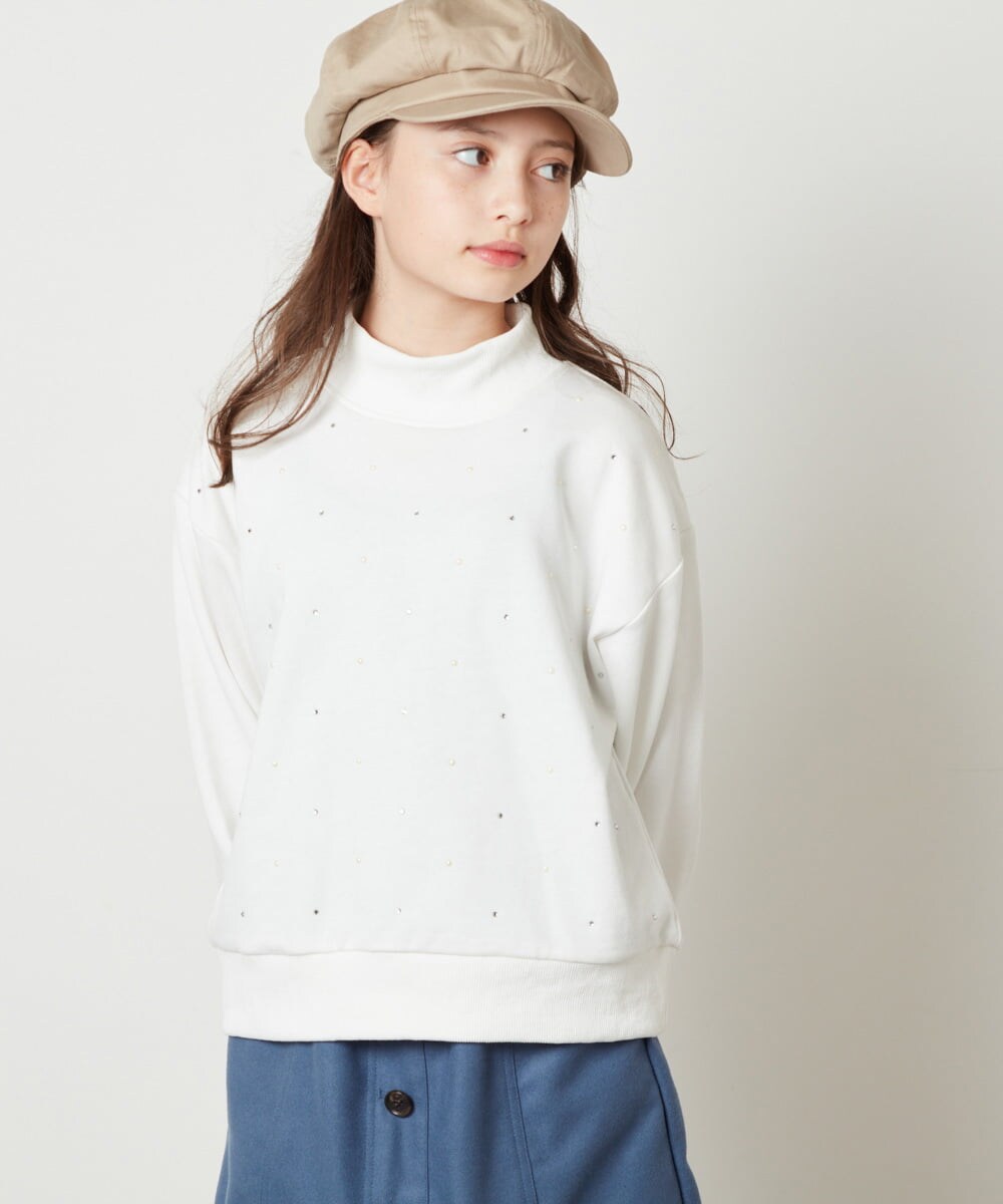 KJKAW75034 a.v.v KIDS(アー・ヴェ・ヴェ) [140-150]ショート丈ビジュートレーナー ライトグレー