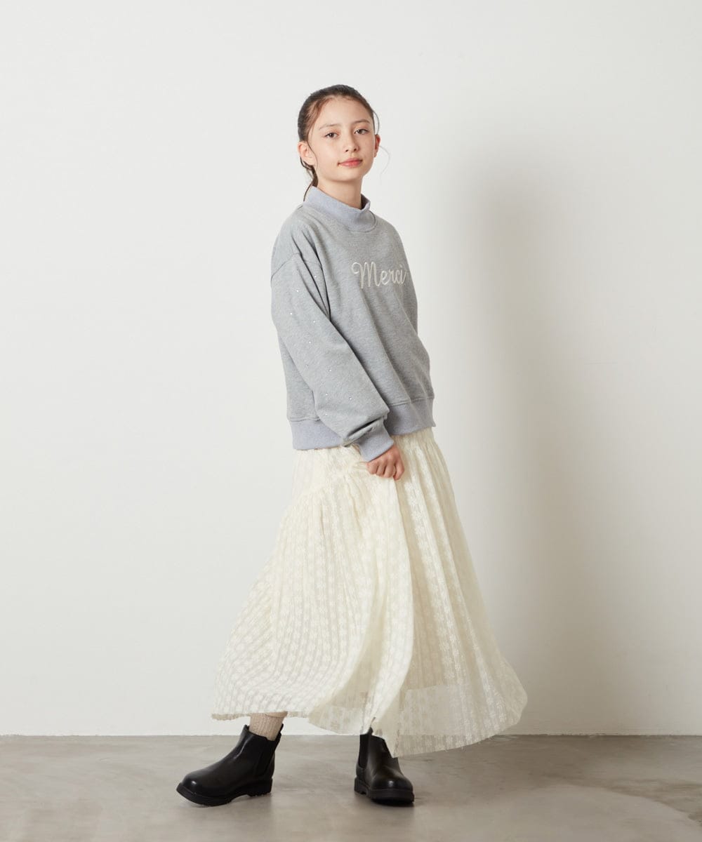 KJKAW75034 a.v.v KIDS(アー・ヴェ・ヴェ) [140-150]ショート丈ビジュートレーナー ライトグレー