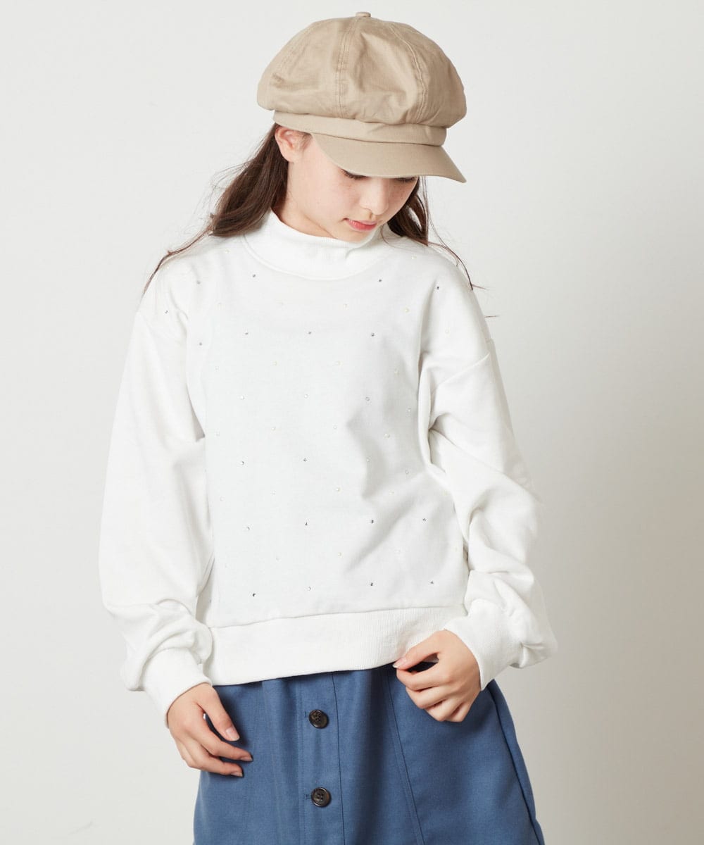 KJKAW75034 a.v.v KIDS(アー・ヴェ・ヴェ) [140-150]ショート丈ビジュートレーナー ライトグレー
