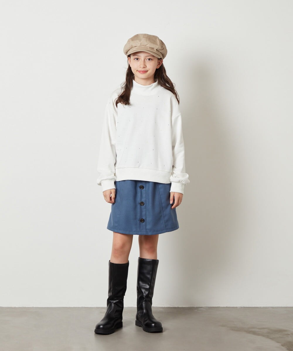 KJKAW75034 a.v.v KIDS(アー・ヴェ・ヴェ) [140-150]ショート丈ビジュートレーナー ライトグレー