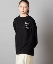 KJKAW76039 a.v.v KIDS(アー・ヴェ・ヴェ) [140-150]オーバーシルエット裏毛プルオーバー ブラック