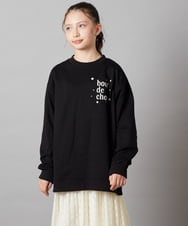 KJKAW76039 a.v.v KIDS(アー・ヴェ・ヴェ) [140-150]オーバーシルエット裏毛プルオーバー ブラック