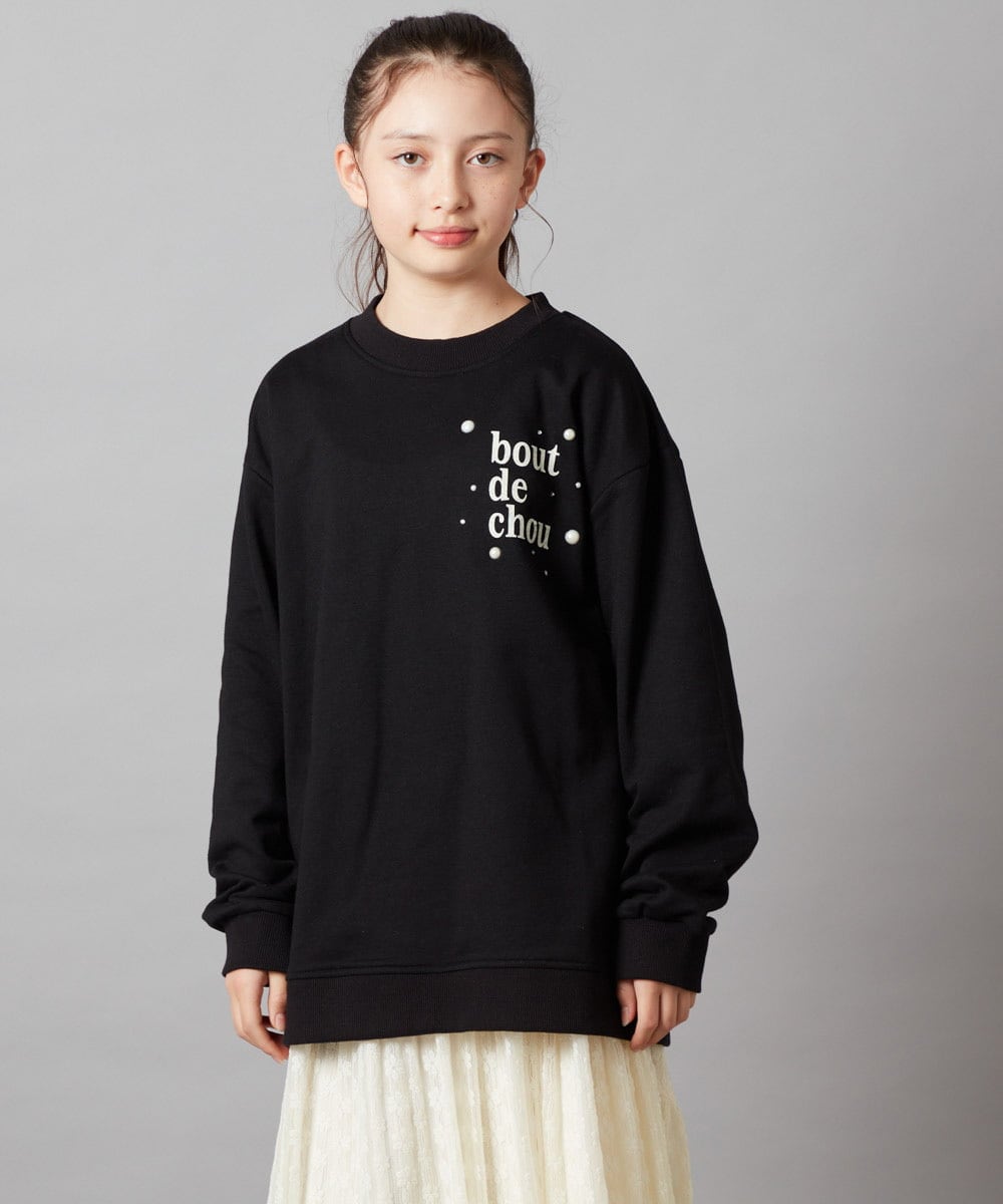 KJKAW76039 a.v.v KIDS(アー・ヴェ・ヴェ) [140-150]オーバーシルエット裏毛プルオーバー ブラック
