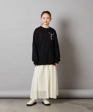 KJKAW76039 a.v.v KIDS(アー・ヴェ・ヴェ) [140-150]オーバーシルエット裏毛プルオーバー ブラック