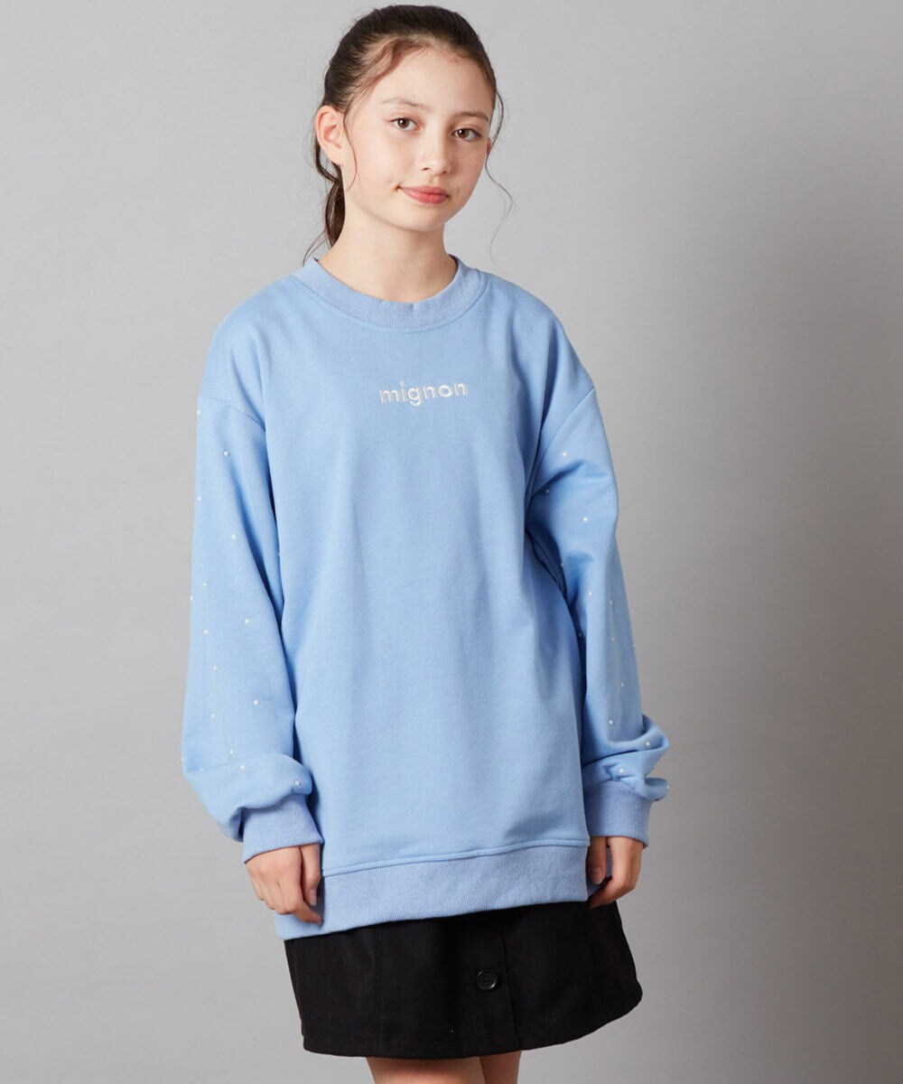 KJKAW76039 a.v.v KIDS(アー・ヴェ・ヴェ) [140-150]オーバーシルエット裏毛プルオーバー ブラック