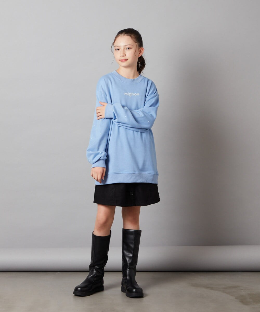 KJKAW76039 a.v.v KIDS(アー・ヴェ・ヴェ) [140-150]オーバーシルエット裏毛プルオーバー ブラック