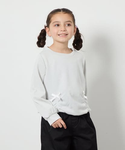 KJKBA02029 a.v.v KIDS [120-130]リボン付きラメ裏毛トレーナー