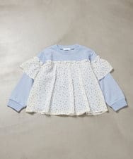 KJKBA04029 a.v.v KIDS(アー・ヴェ・ヴェ) [100-130]異素材フリルスウェット ライトブルー