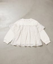 KJKBB04034 a.v.v KIDS(アー・ヴェ・ヴェ) [140-150]異素材フリルスウェット アイボリー