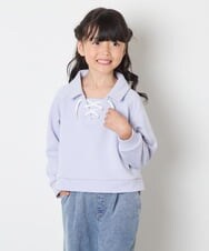 KJKBD01034 a.v.v KIDS(アー・ヴェ・ヴェ) [120-160]衿付きレースアップトレーナー ライトブルー