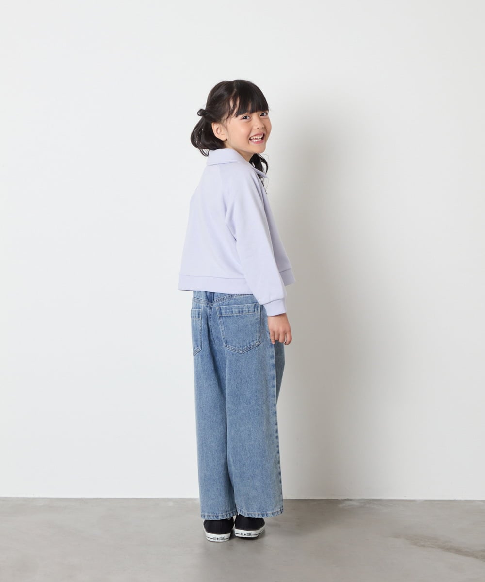 KJKBD01034 a.v.v KIDS(アー・ヴェ・ヴェ) [120-160]衿付きレースアップトレーナー ライトブルー