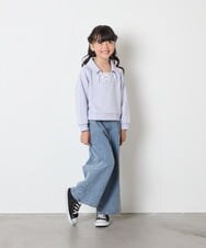 KJKBD01034 a.v.v KIDS(アー・ヴェ・ヴェ) [120-160]衿付きレースアップトレーナー ライトブルー