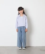 KJKBD01034 a.v.v KIDS(アー・ヴェ・ヴェ) [120-160]衿付きレースアップトレーナー ライトブルー