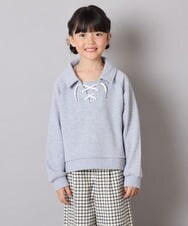 KJKBD01034 a.v.v KIDS(アー・ヴェ・ヴェ) [120-160]衿付きレースアップトレーナー グレー