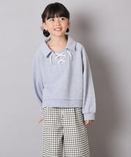 KJKBD01034 a.v.v KIDS(アー・ヴェ・ヴェ) [120-160]衿付きレースアップトレーナー グレー