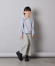 KJKBD01034 a.v.v KIDS(アー・ヴェ・ヴェ) [120-160]衿付きレースアップトレーナー グレー