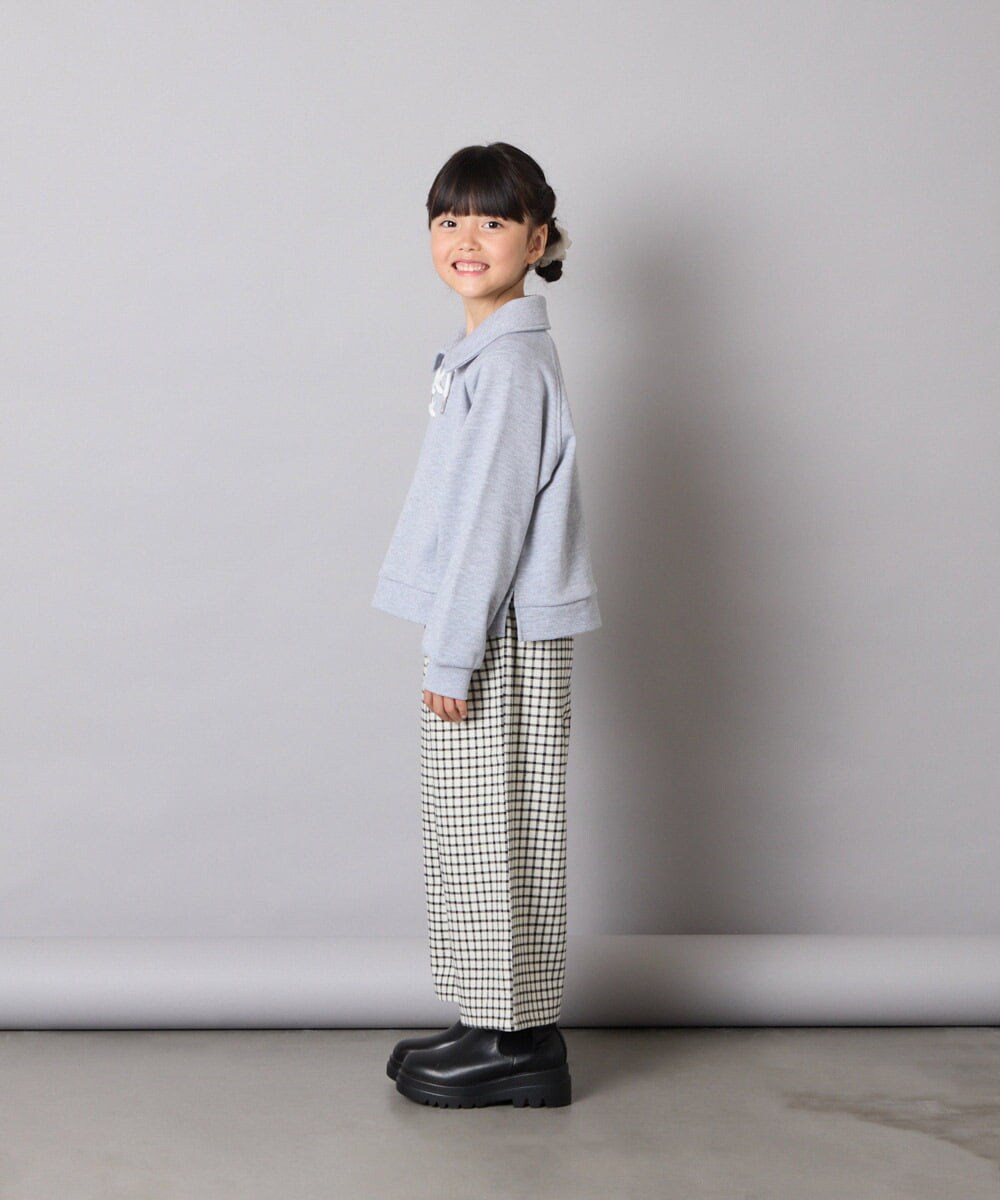 KJKBD01034 a.v.v KIDS(アー・ヴェ・ヴェ) [120-160]衿付きレースアップトレーナー グレー