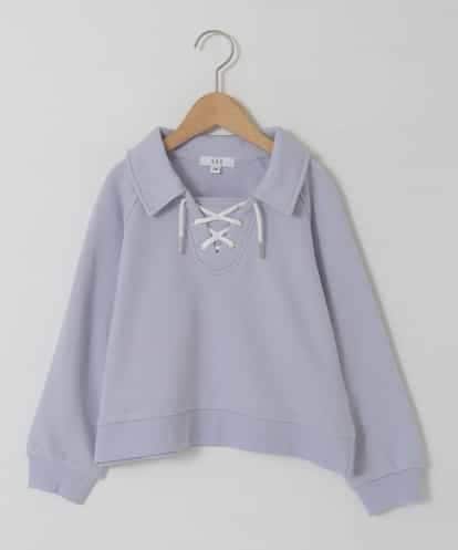 KJKBD01034 a.v.v KIDS [120-160]衿付きレースアップトレーナー