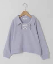 KJKBD01034 a.v.v KIDS(アー・ヴェ・ヴェ) [120-160]衿付きレースアップトレーナー ライトブルー