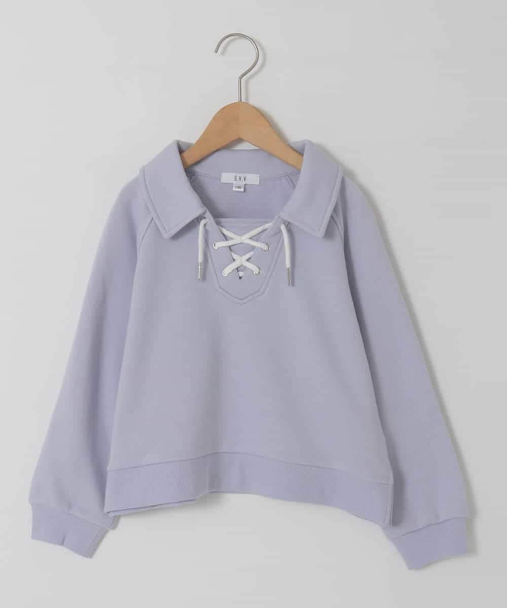 KJKBD01034 a.v.v KIDS(アー・ヴェ・ヴェ) [120-160]衿付きレースアップトレーナー ライトブルー