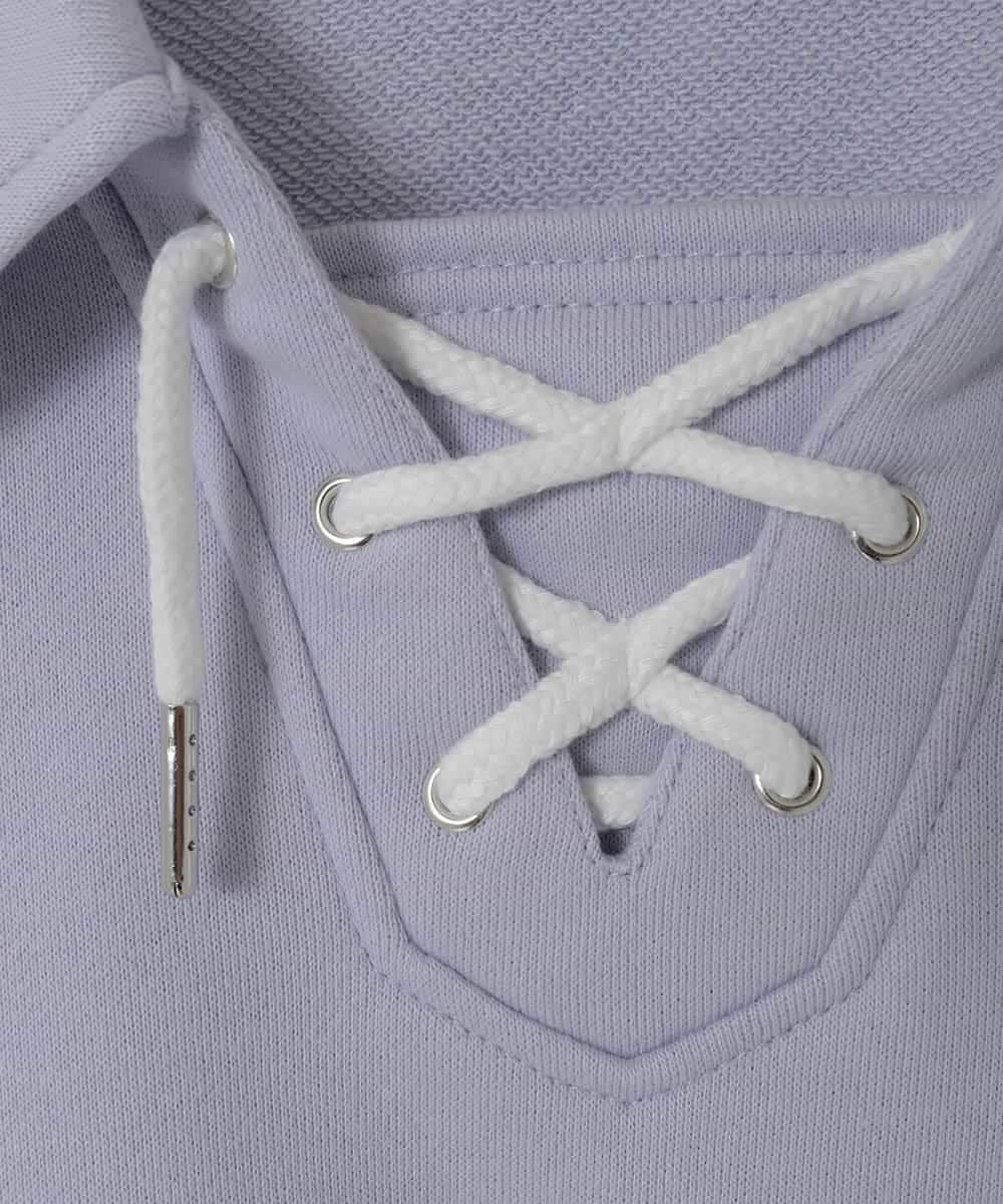 KJKBD01034 a.v.v KIDS(アー・ヴェ・ヴェ) [120-160]衿付きレースアップトレーナー ライトブルー