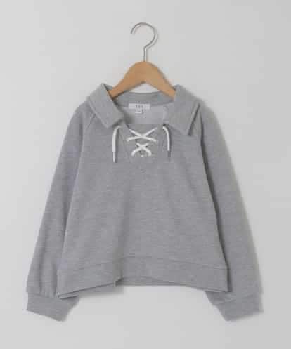 KJKBD01034 a.v.v KIDS [120-160]衿付きレースアップトレーナー