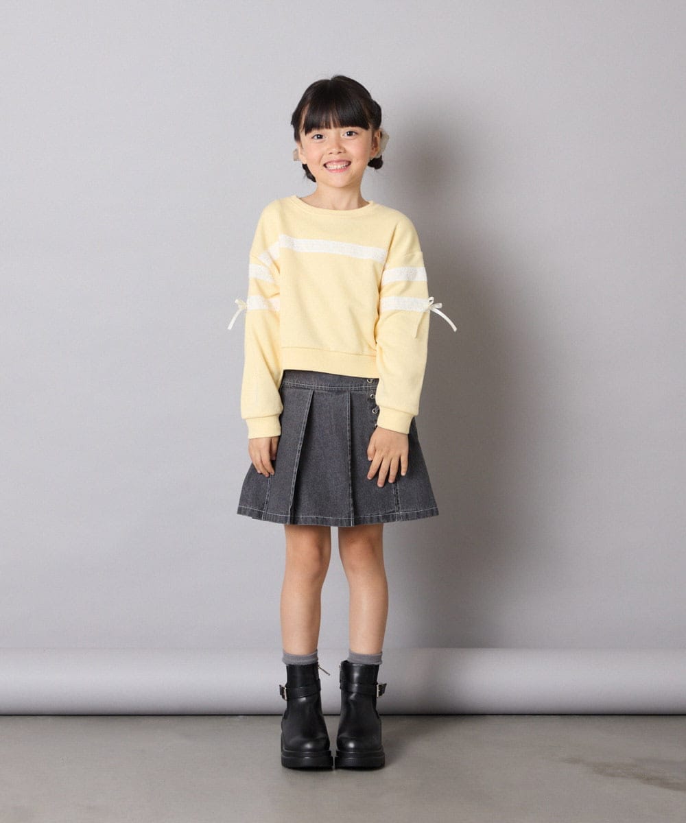 KJKBD02034 a.v.v KIDS(アー・ヴェ・ヴェ) [120-160]【おうちで洗える】レーステープカラートレーナー グレー