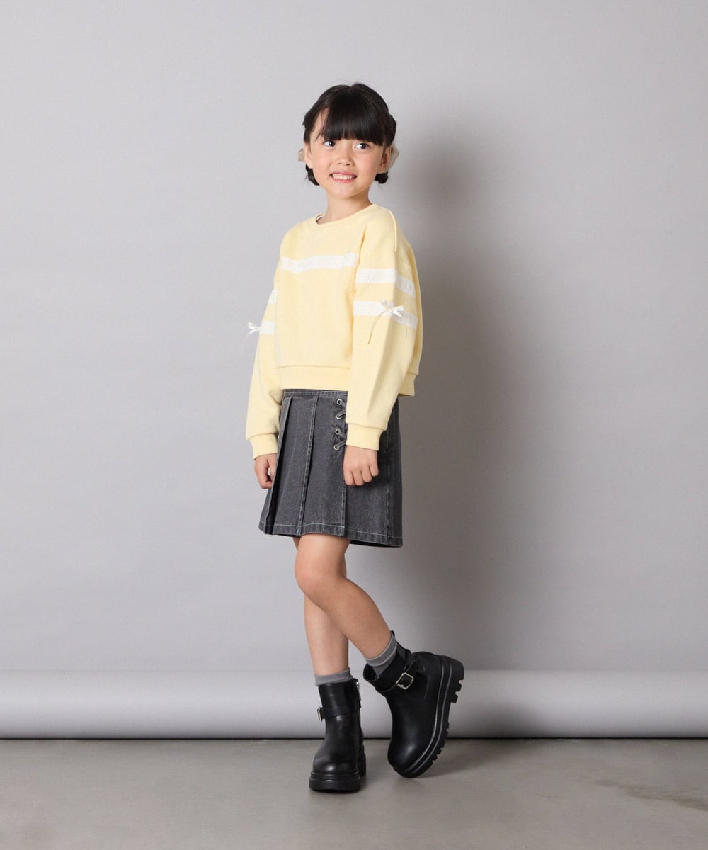 KJKBD02034 a.v.v KIDS(アー・ヴェ・ヴェ) [120-160]【おうちで洗える】レーステープカラートレーナー グレー