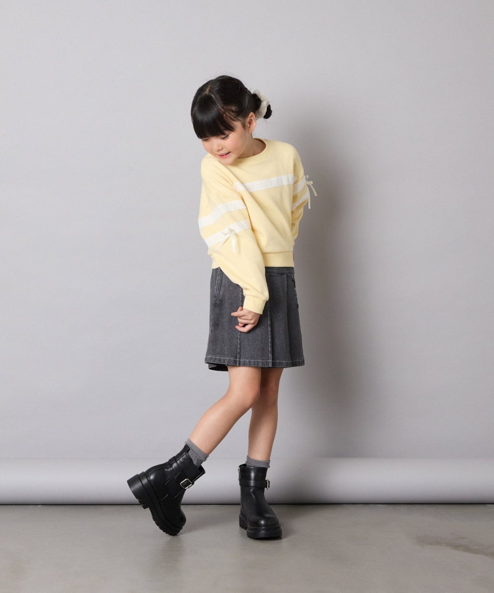 KJKBD02034 a.v.v KIDS(アー・ヴェ・ヴェ) [120-160]【おうちで洗える】レーステープカラートレーナー グレー