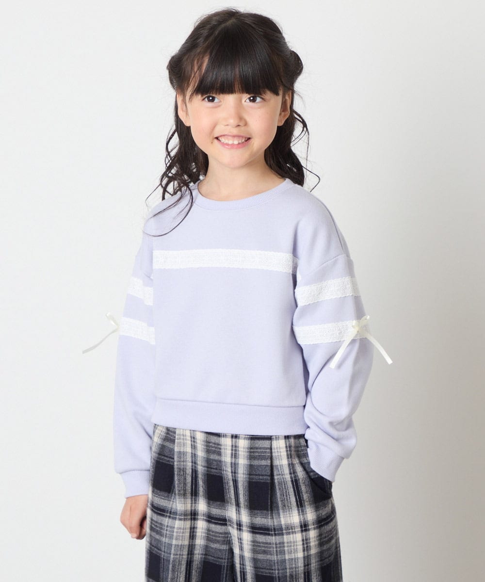 KJKBD02034 a.v.v KIDS(アー・ヴェ・ヴェ) [120-160]【おうちで洗える】レーステープカラートレーナー グレー