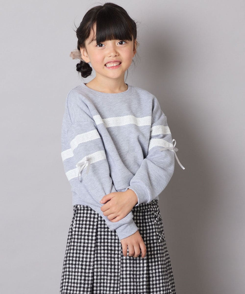 KJKBD02034 a.v.v KIDS(アー・ヴェ・ヴェ) [120-160]レーステープトレーナー グレー