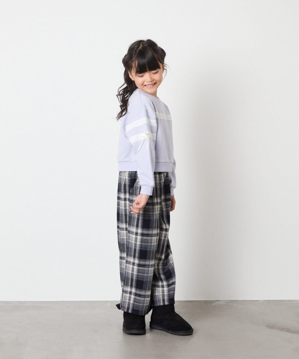 KJKBD02034 a.v.v KIDS(アー・ヴェ・ヴェ) [120-160]【おうちで洗える】レーステープカラートレーナー グレー