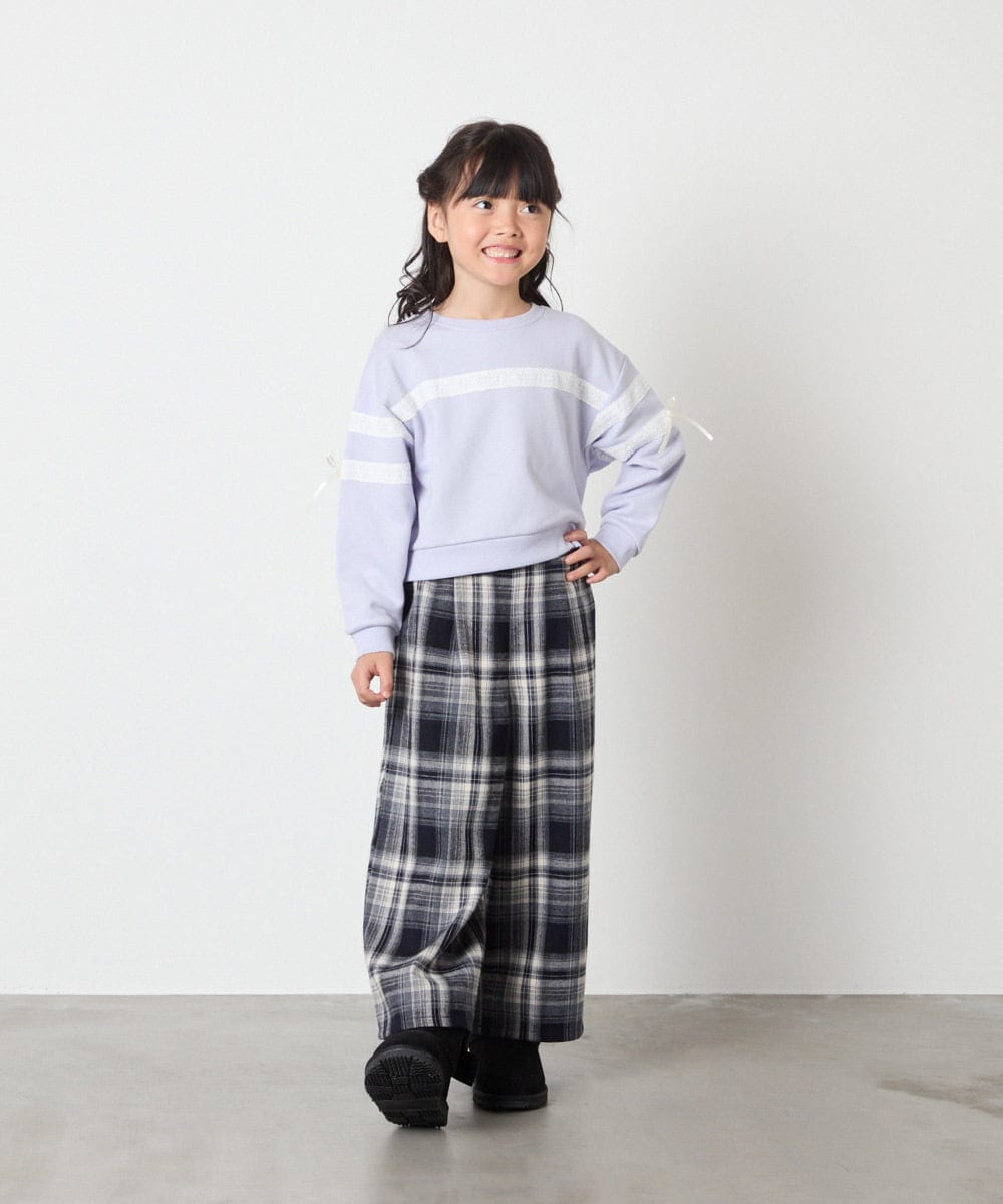 KJKBD02034 a.v.v KIDS(アー・ヴェ・ヴェ) [120-160]【おうちで洗える】レーステープカラートレーナー グレー