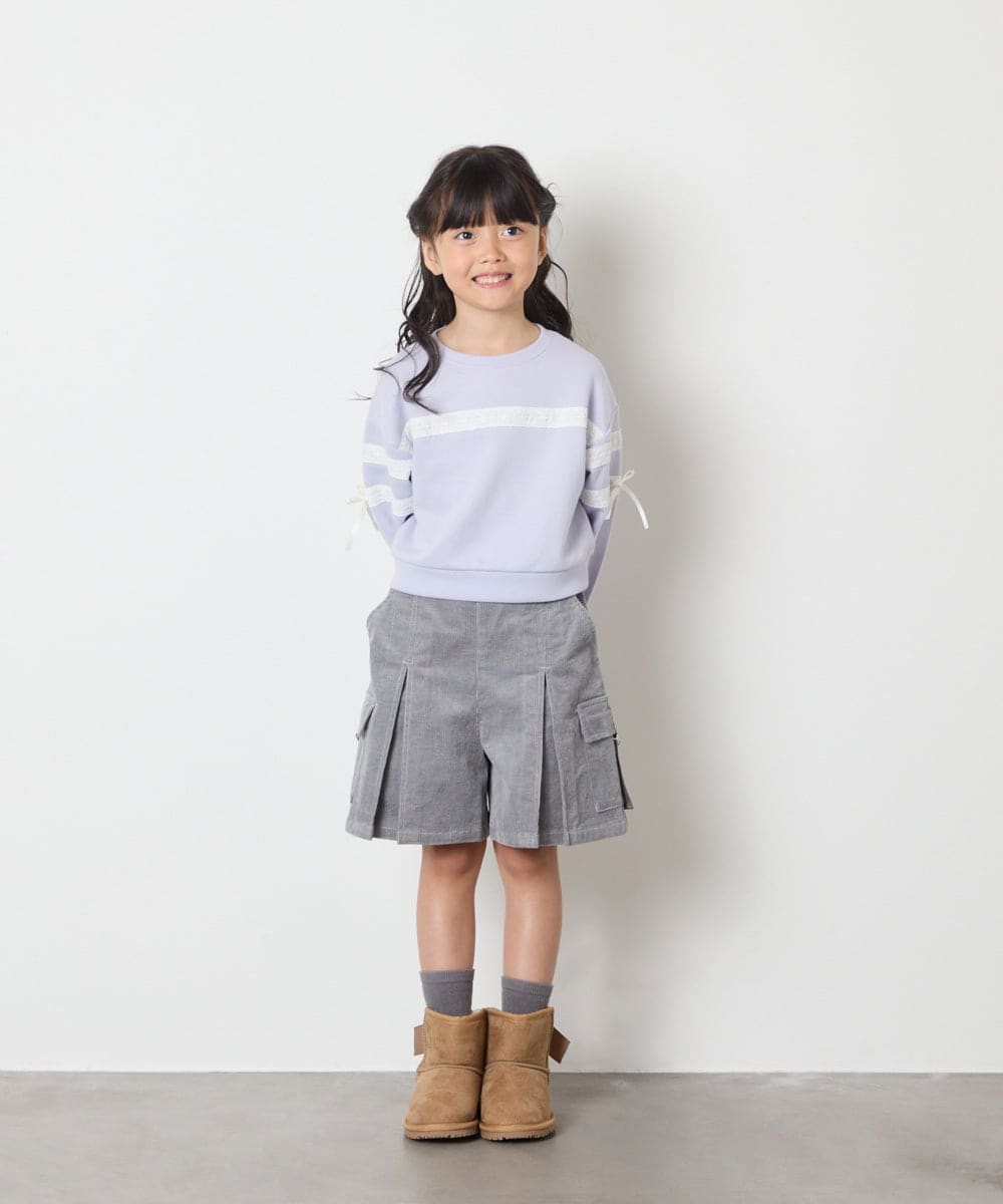 KJKBD02034 a.v.v KIDS(アー・ヴェ・ヴェ) [120-160]【おうちで洗える】レーステープカラートレーナー グレー