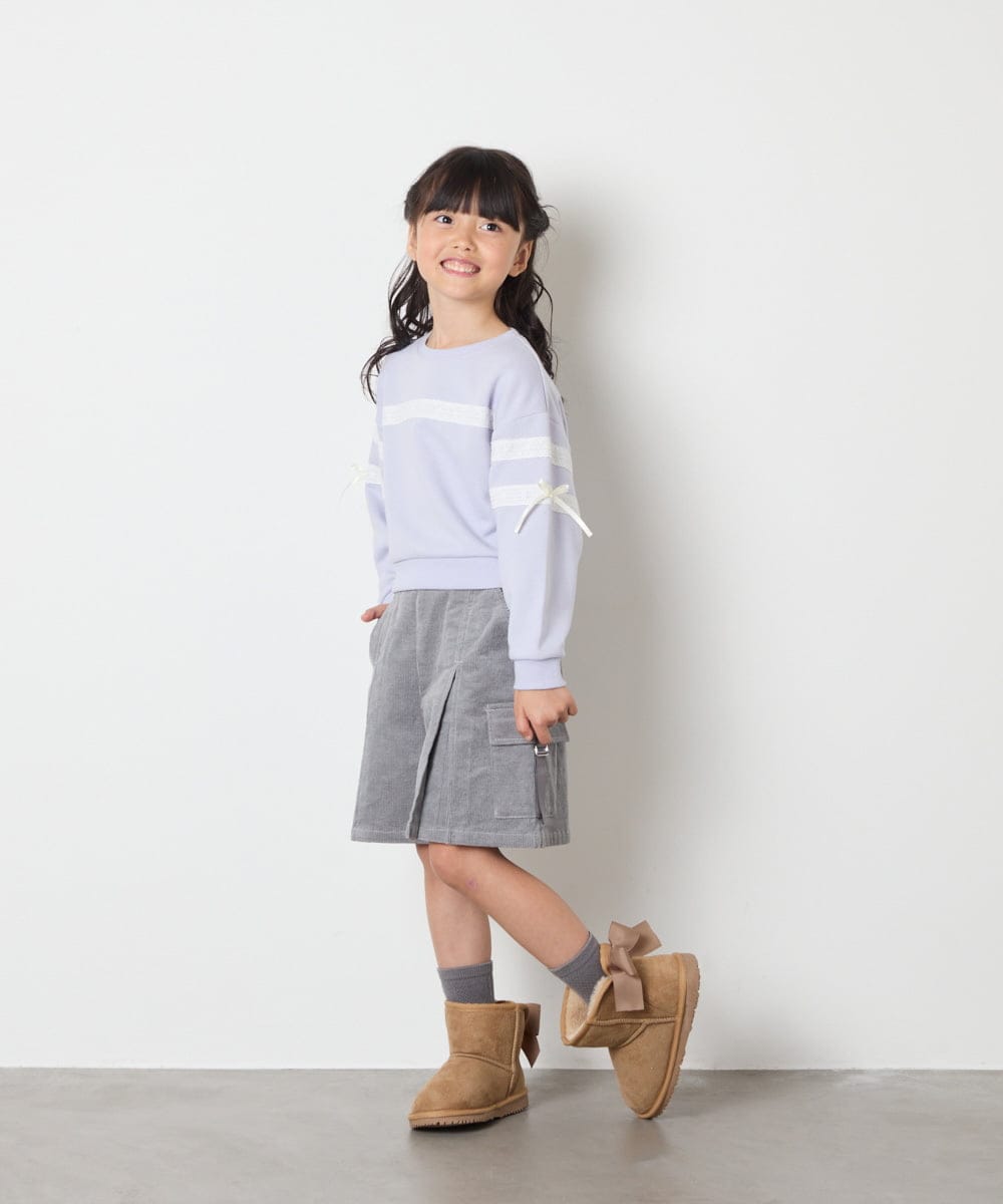 KJKBD02034 a.v.v KIDS(アー・ヴェ・ヴェ) [120-160]【おうちで洗える】レーステープカラートレーナー グレー