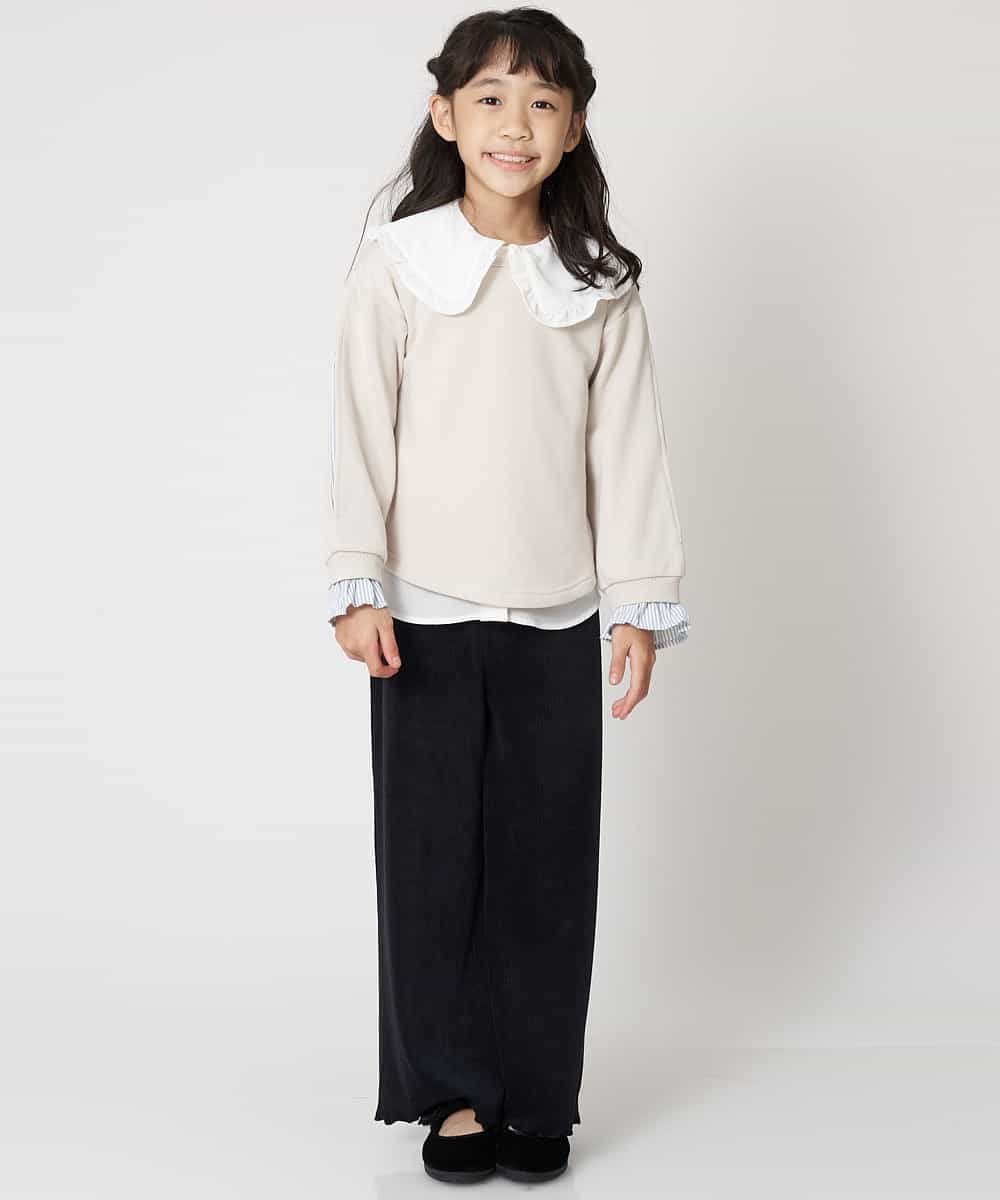 KJKCM41029 a.v.v KIDS(アー・ヴェ・ヴェ) [100-130]ストライプレイヤードトレーナー[WEB限定サイズ] ベージュ