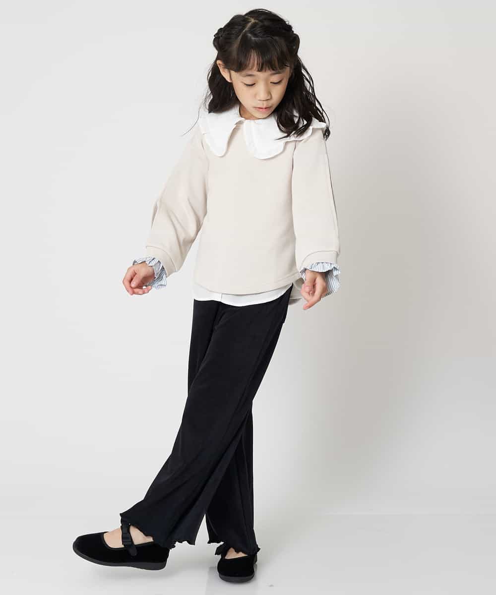 KJKCM41029 a.v.v KIDS(アー・ヴェ・ヴェ) [100-130]ストライプレイヤードトレーナー[WEB限定サイズ] ベージュ