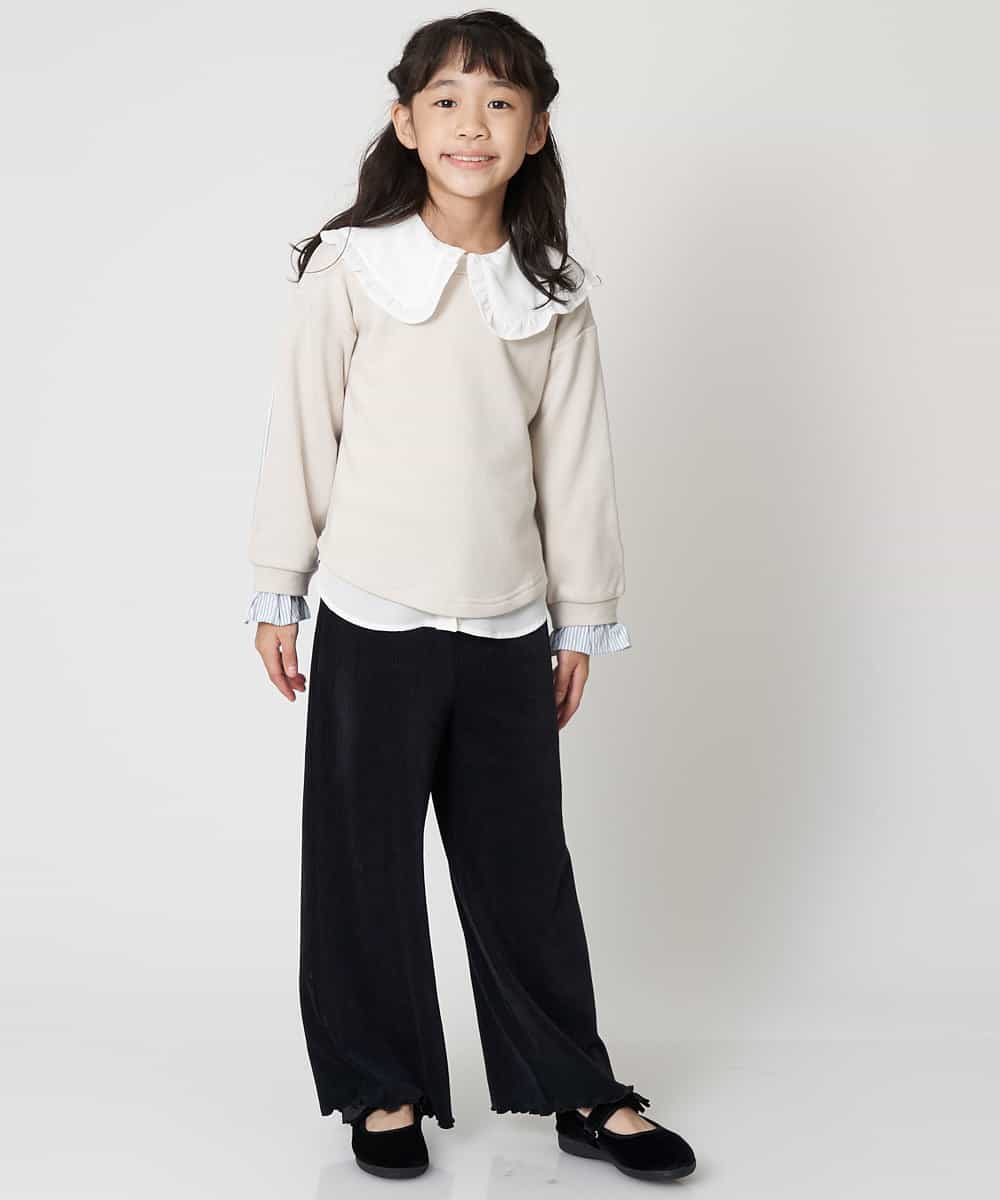 KJKCM41029 a.v.v KIDS(アー・ヴェ・ヴェ) [100-130]ストライプレイヤードトレーナー[WEB限定サイズ] ベージュ