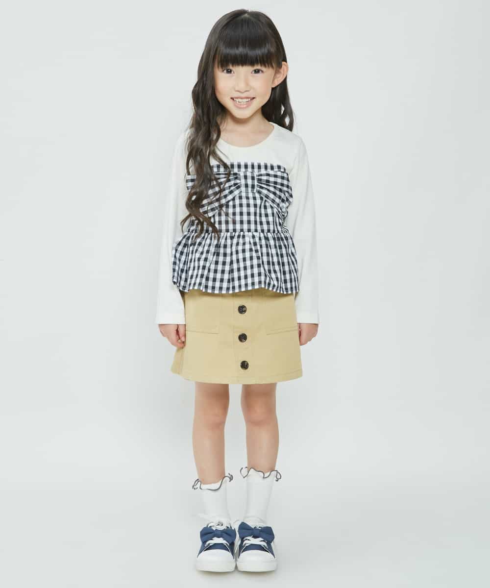 KJKDG02029 a.v.v KIDS(アー・ヴェ・ヴェ) [100-130]ビスチェ付きカットソー[WEB限定サイズ] ネイビー