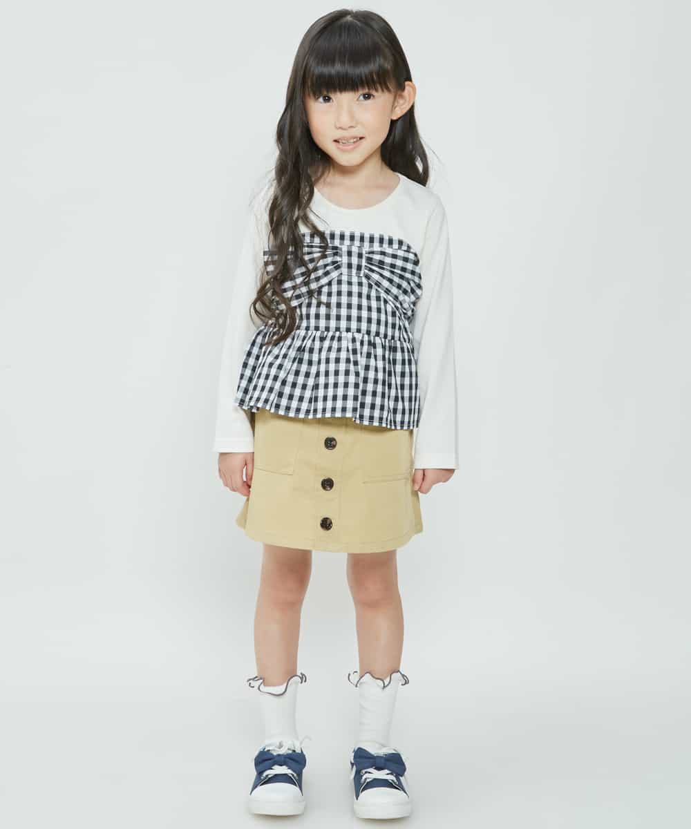 KJKDG02029 a.v.v KIDS(アー・ヴェ・ヴェ) [100-130]ビスチェ付きカットソー[WEB限定サイズ] ネイビー