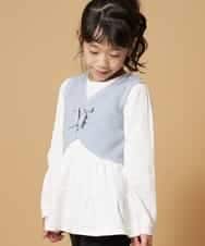 KJKDM03039 a.v.v KIDS(アー・ヴェ・ヴェ) [100-130]ギャザーリボンベストティアードカットソーセット[WEB限定サイズ] ライトブルー