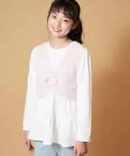 KJKDM03039 a.v.v KIDS(アー・ヴェ・ヴェ) [100-130]ギャザーリボンベストティアードカットソーセット[WEB限定サイズ] ベージュ