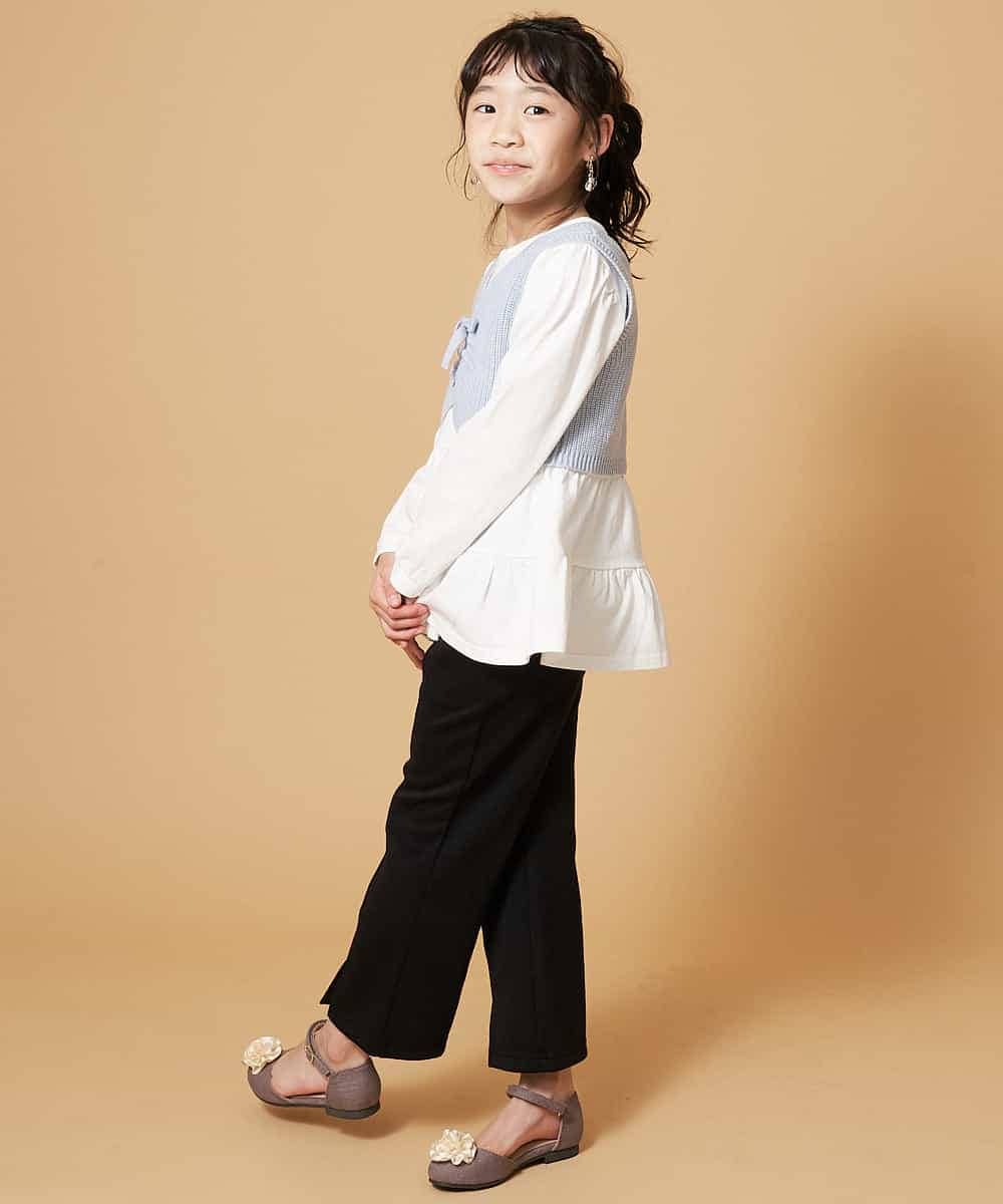 KJKDM03039 a.v.v KIDS(アー・ヴェ・ヴェ) [100-130]ギャザーリボンベストティアードカットソーセット[WEB限定サイズ] ベージュ