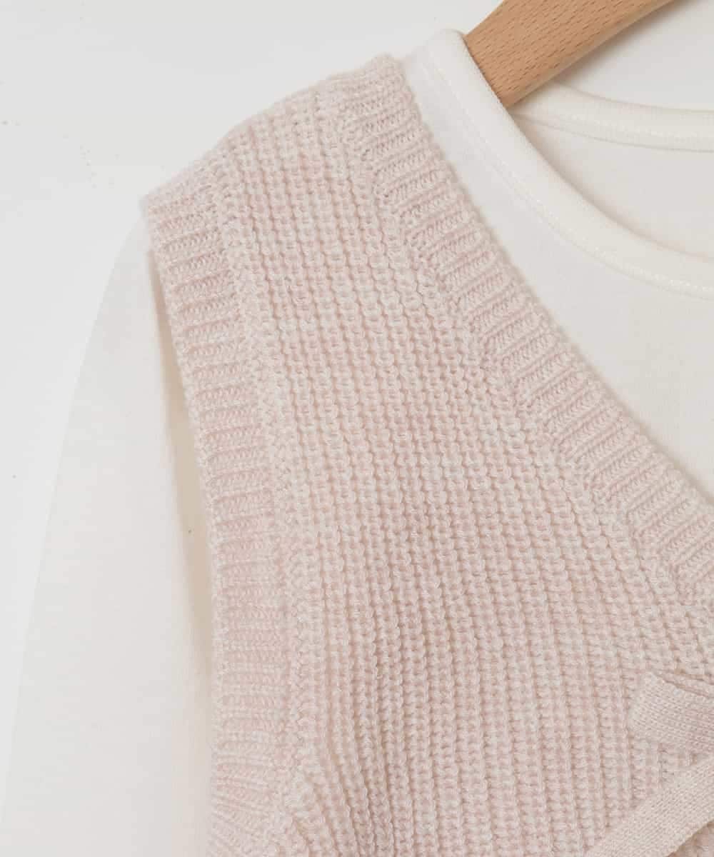 KJKDM03039 a.v.v KIDS(アー・ヴェ・ヴェ) [100-130]ギャザーリボンベストティアードカットソーセット[WEB限定サイズ] ベージュ