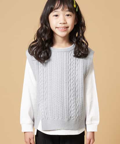 KJKDM08034 a.v.v KIDS [100-130]アシメケーブルニットベストセット[WEB限定サイズ]