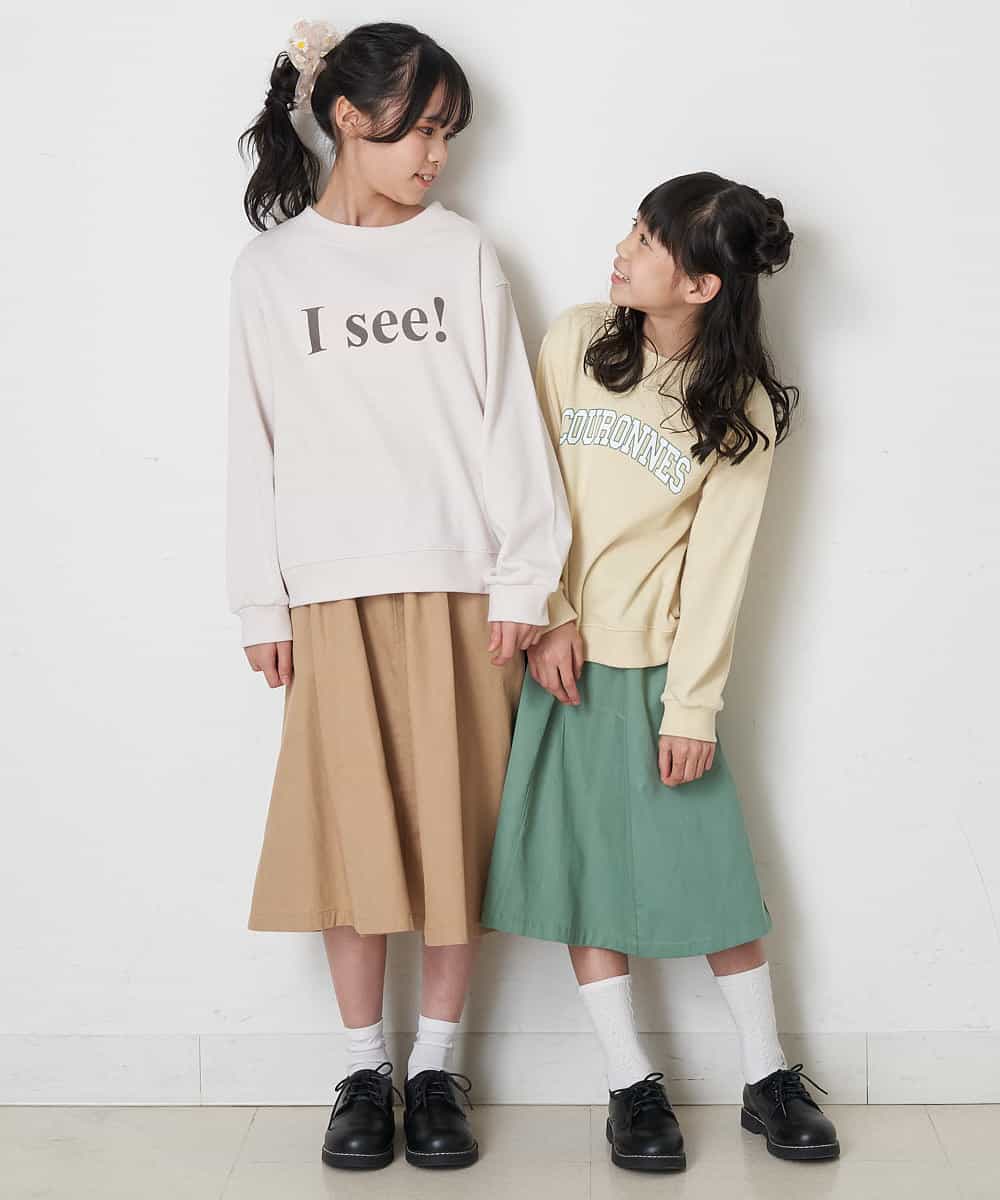 KJKDP21024 a.v.v KIDS(アー・ヴェ・ヴェ) [100-130]ロゴプリント裏毛トレーナー ライトイエロー